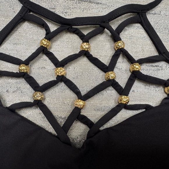 NWT Trina Turk Algiers Black and Gold 2 piece matching bikini set - Picture 10 of 14